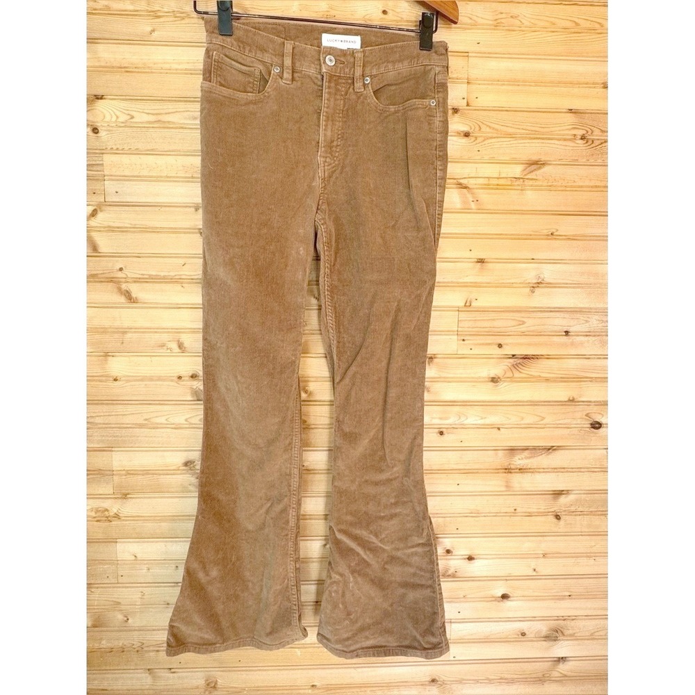 Lucky Brand Corduroy Pants Brown High Rise Flare Stretch 6 Stevie Y2K Retro